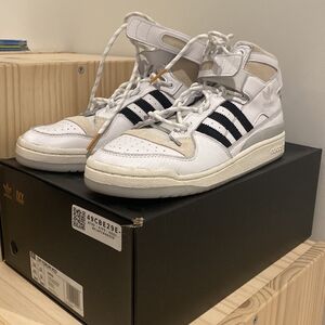 adidas White High-Top Sneakers with Black Stripes